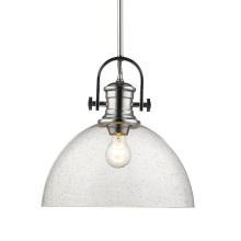 Golden 3118-L CH-SD - Yep by Golden Lighting Hines 1-light 14in Pendant in Chrome and Seeded Glass